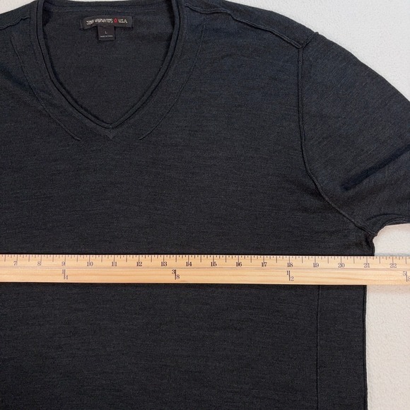 John Varvatos Star USA Lightweight V-Neck Sweater Men L Gray Merino Wool Blend - Picture 9 of 15
